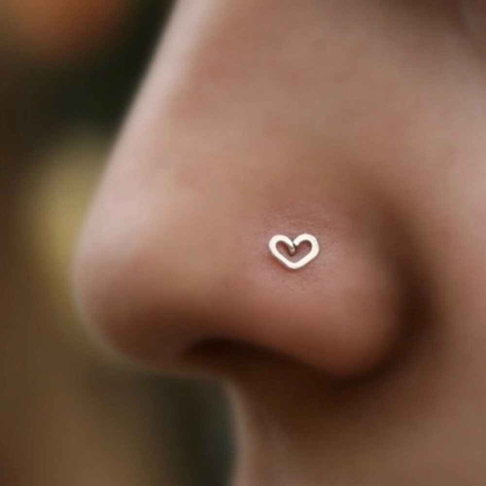 Heart Shaped jewelry Nose Ring Stud. Hypoallergenic nose ring for pierced nose.